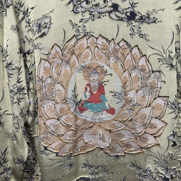 Vintage Citron Santa Monica Silk Blend Asian Art To Wear Jacket Small Lagenlook - Picture 5 of 7